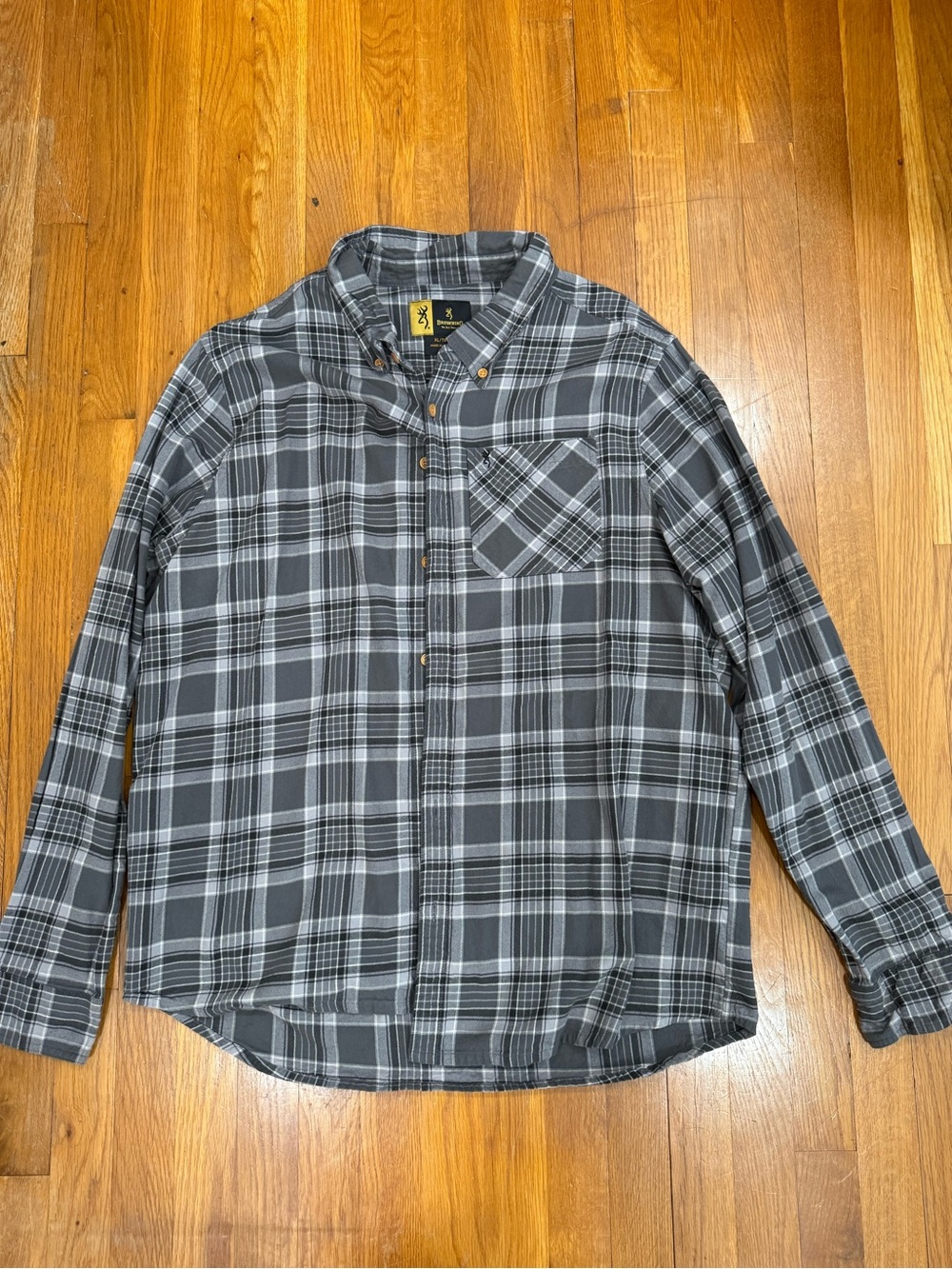 Browning Men’s Black and Gray Plaid Button-Down Shirt